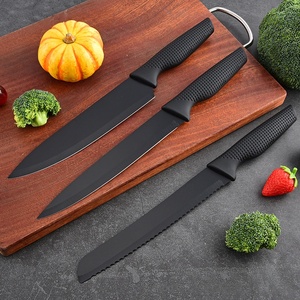 Ensemble de couteaux de cuisine 7 pièces, revêtement antiadhésif noir, acier inoxydable, ensemble de couteaux de chef avec ciseaux de cuisine pour la cuisine à domicile, OEM - Product Image 3