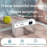 Appareil photo numérique compact rétro à glissière avec écran HD de 2,8 pouces, 64 millions de pixels haute définition, vidéo 4K 16x et fonction macro