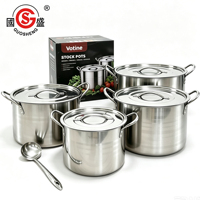 Ensemble de 4 casseroles épaissies en acier inoxydable grande capacité avec couvercle, batterie de cuisine multi-tailles, faitout profond