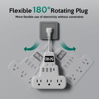 Multiprise encastrée américaine à 3 prises avec port USB et horloge