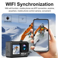 Caméra d'action V8 4K 30FPS à double écran WiFi anti-tremblement 20MP F2.0 étanche 30M avec télécommande pour casque et vélo