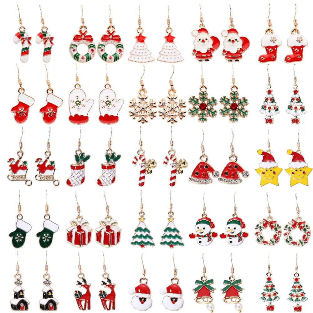 Yiwu DAICY Factory Wholesale Customized cheap Alloy xmas gifts women Creative party christmas earrings jewelry