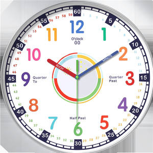 <span class=keywords><strong>Reloj</strong></span> de Pared Mecánico Colorido con Agujas para Estudiantes y Niños, Silencioso, Sin Tictac, para Estudio, Juegos, Sala de Estar, Educación - Product Image 4
