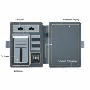 Carnet d'affaires A5 en <span class=keywords><strong>cuir</strong></span> imprimé 2026 avec fonction de charge sans fil et batterie externe – <span class=keywords><strong>Agenda</strong></span> <span class=keywords><strong>rechargeable</strong></span> haut de gamme pour cadeau - Product Image 2