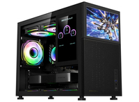 Boîtier PC gaming MATX Zeromaster Mid Tower avec écran LCD, design en verre trempé transparent et ventilateur de refroidissement ARGB