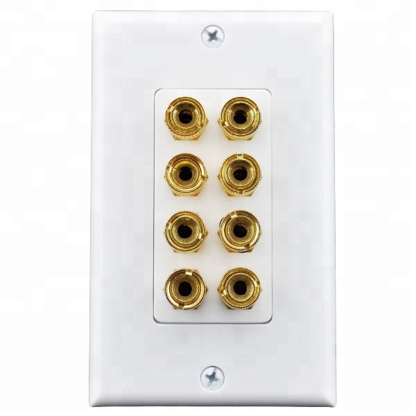 RCA Wall Plate Audio Adapter Wall Outlet Jack Pass Through Panel 6/8 RCA