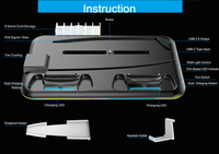 Manette de jeu avec éclairage RGB, joystick multifonctionnel, support de refroidissement, station de charge DC5V 800mah pour PS5
