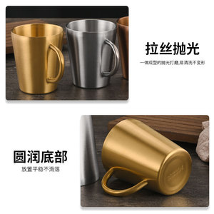 Stainless Steel Coffee <b>Mug</b> With Handle Double Layer Anti Scalding Tea <b>Mug</b> Juice Milk <b>Mug</b> Gift 304 Metal Straight Cup - Product Image 5