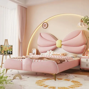 Letto Principessa con Fiocco in Pelle Rosa 1,5m Moderno Semplice Lussuoso Comodo Durevole <span class=keywords><strong>per</strong></span> Camera da Letto delle Bambine - Product Image 2