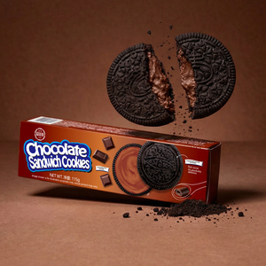 Nueva llegada: Galletas sándwich de chocolate cremoso Camill de 90 g, textura semidura, sabor dulce, snacks familiares, caja para la merienda. - Product Image 1