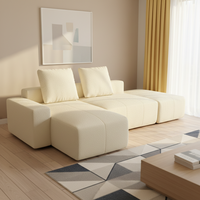 Canapé modulaire en velours côtelé pour salon, ensemble complet en blocs de tofu, durable et moderne, avec compression intégrale en éponge