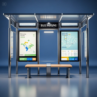 Abri d'arrêt de bus intelligent personnalisable, alimenté à l'énergie solaire, résistant aux intempéries, avec verre trempé et écran d'affichage numérique