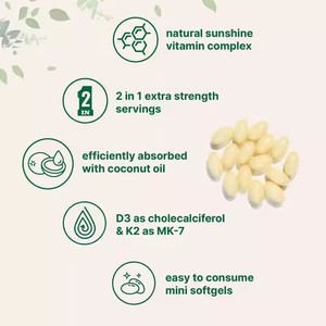 Vitamine D3 + K2 de marque propre OEM Supplément végétarien Capsules molles Supplément d'extrait d'huile de noix de coco Soutient un regain d'énergie - Product Image 4
