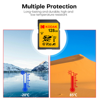 Tarjeta de Memoria SD Profesional Kodak de 128 GB y 64 GB, U3 A1, Velocidad de Lectura de 100 Mb/s, Material Plástico para Cámaras de Video
