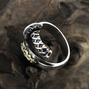 Real 925 plata esterlina pura de anillo de dedo de joyería Animal de Dragón Volador anillos para los hombres - Product Image 3