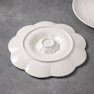 Ceramic Dumpling Plate Shrimp Plate With Dipping Saucer Round Serving Tray For Hotel Home Use - Product Image 4