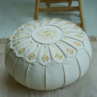 Housse de pouf marocain faite à la main en fausse fourrure, ottoman en cuir, repose-pieds non rembourré, décoration bohème vintage pour salon, canapé, lavable