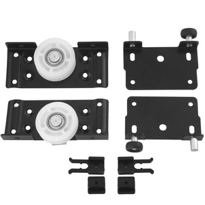 ROEASY <span class=keywords><strong>Kit</strong></span> de rails de <span class=keywords><strong>porte</strong></span> de grange à double <span class=keywords><strong>coulissante</strong></span> en nickel brossé de 6.6 pieds, poulie en J de base, robuste, coulissant en douceur et silencieusement - Product Image 3