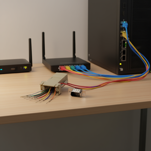 อะแดปเตอร์ D-Sub 9 พิน ตัวผู้ เป็น Rj45 ตัวเมีย พร้อมสายไฟที่มีรหัสสีสำหรับการเชื่อมต่อเครือข่ายและการถ่ายโอนข้อมูล - Product Image 3