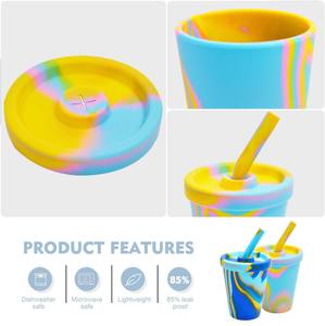 Gobelets en silicone pour enfants avec couvercle et paille, durables, sans BPA, pour boire - Product Image 3