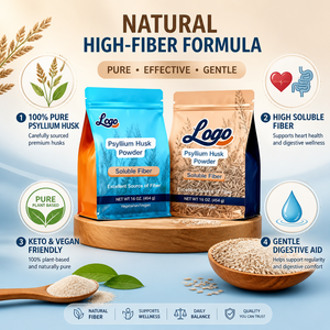 100% Polvo Puro De Psyllium Fibra Soluble Dietética Venta Al Por Mayor Grado Alimentario Vegano <span class=keywords><strong>Keto</strong></span> Salud Digestiva OEM ODM - Product Image 4