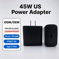 Cargador de Pared Tipo C Superrápido PD de 45 W con Enchufe Estadounidense, Adaptadores de Corriente para Teléfonos Móviles, Tabletas Inteligentes, Computadoras Portátiles, Adaptador de Corriente Eléctrico