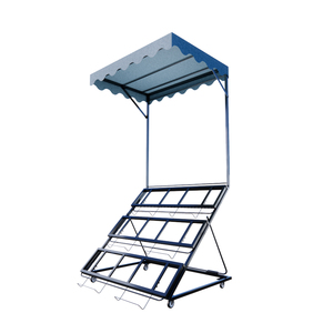 Estante Metálico Plegable de Alta Capacidad para Exhibición de Vegetales en Supermercados, de Una Sola Cara, Desmontable, con 3 Niveles, Resistente - Product Image 1
