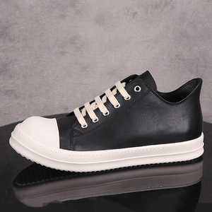 Men's Women's Summer Fashion Trend Casual Low Sneakers PU Jumbolace Thin Shoelaces <b>Black</b> <b>Lace</b>-up - Product Image 5