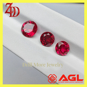 Synthetic Corundum Round Deep Red Gemstone AGL Certified For Jewelry Making - Product Image 3