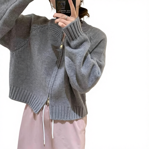 Cardigan en maille de <span class=keywords><strong>mohair</strong></span> à col irrégulier court, décoration florale, à nouer, couleur bonbon, doublure en laine, unisexe, automne-hiver, nouveauté - Product Image 1