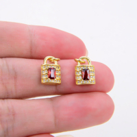 Serrure CZ Mini Charm, couleur plaquée or véritable 18 carats, collier bracelet pendentif pour la fabrication à la main bijoux à bricoler soi-même fournitures L75