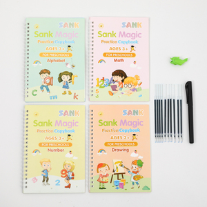 En Stock, Juego de <span class=keywords><strong>4</strong></span> Cuadernos Mágicos Sank para Practicar la Escritura a Mano, Cuadernos Educativos Preescolares para Niños - Product Image 1