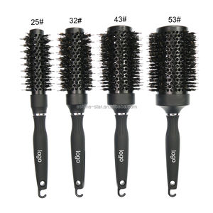 Logo personnalisé en Nylon mélangé avec poignée en caoutchouc, brosses rondes ioniques à double poils pour <span class=keywords><strong>coiffeur</strong></span> professionnel - Product Image 2