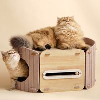 Nouveau Nid pour Chat en Bois et Feutre, Maison Intérieure Moderne Multi-Niveaux, Grand Lit pour Chat avec Griffoir, Durable et Robuste, Fourniture Directe d'Usine pour Animaux de Compagnie
