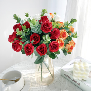 5 Fourchette Faux Arrangement De Fleurs <span class=keywords><strong>Bouquet</strong></span> De Fleurs Rustique Petit <span class=keywords><strong>Bouquet</strong></span> De Rose De Mariage <span class=keywords><strong>Frais</strong></span> <span class=keywords><strong>Eucalyptus</strong></span> Rose Fleur Artificielle - Product Image 3
