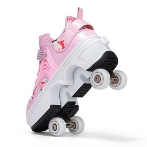 Patins a Roulettes Rollschuhe Rétractable Kick Roller Skates Chaussures pour Enfants Réglable 4 Roller Skate Patines De 4 Ruedas Con Lu - Product Image 3
