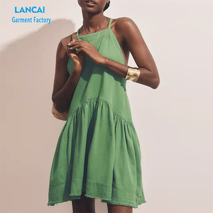 เดรสสั้นเซ็กซี่สำหรับผู้หญิงเดรสแขนกุดเปิดหลังแขนกุดผ้าฝ้ายอัดพลีทโลโก้ตามสั่ง - Product Image 2