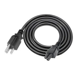 American SJTW 14/16/18 AWG Black 125V 3 Pin Plug Prong to IEC C5 AC Computer Power Cable Cord