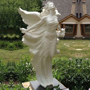 Statua d'Angelo Alato in Marmo Scolpito a Mano su Misura YOUFINE, Grande Scultura da Giardino per Esterni, Vendita all'Ingrosso Azienda Cinese - Product Image 1