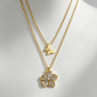 Collier pendentif fleur entièrement incrusté de zircon cubique, prix d'usine YILUN, argent 925 plaqué or, idéal comme cadeau pour une date, pour femmes