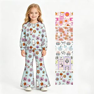 Pantalones de Campana Personalizados y Cómodos con Lazo de Calabaza para Bebés Niñas, Conjuntos de Halloween, Estilos a Juego para Hermanas, Ropa al por Mayor a Precio de Fábrica - Product Image 1
