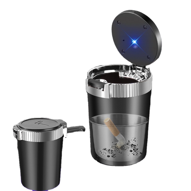 Wholesale Fashion Portable Easy Open Detachable LED Light Car Ashtray  Smokeless Automobile Organizers