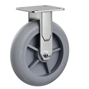 Roulettes pivotantes à charge élevée 3-5 pouces en caoutchouc TPR avec frein Total Lock, noyau en plastique gris, axe de 12 mm, robustes - Product Image 1