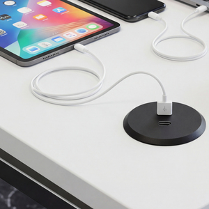 Chargeur <span class=keywords><strong>USB</strong></span> rond de 2 pouces pour téléphone, en ABS, avec <span class=keywords><strong>prise</strong></span> de charge <span class=keywords><strong>USB</strong></span> encastrée de haute qualité pour table/bureau, avec charge rapide PD20W - Product Image 2