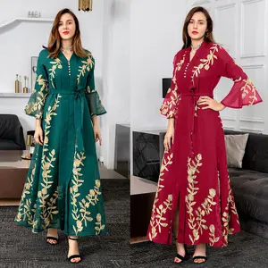 Net Embroidered Robe Europe And The United States Women'S Temperament Evening Dress Arab Muslim Dresses