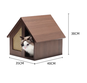 Casa para Gatos de Madera para Todas las Estaciones, Impermeable, Resistente a los Arañazos, Cama para Gatos Semicerrada, Villa Escondite para Gatos, Personalizable - Product Image 6