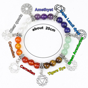 Tự Nhiên Chữa Bệnh Tinh Thể 7 Luân Xa Yoga Đá Vòng Đeo Tay Với Bảy Charms Bền Căng Dây Vòng Đeo Tay Cho Phụ Nữ Quà Tặng - Product Image 5