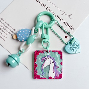 Dễ thương phim hoạt hình Acrylic ảnh kỹ thuật số linh hoạt trái tim chuông Keychain DIY quà tặng khuyến mãi - Product Image 1