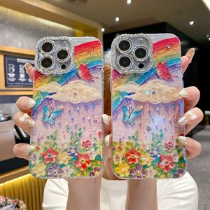 Custodia in morbido TPU con fiore di diamanti di lusso per <span class=keywords><strong>iPhone</strong></span> 16 Plus 15 Pro 14 Pro Max 13 Mini 12 11 Bling Girls <span class=keywords><strong>arcobaleno</strong></span> <span class=keywords><strong>Cover</strong></span> del telefono - Product Image 1