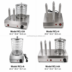 Kommerzielle Französische Hot-Dog-Maschine mit 2 Spießen, Edelstahl-Hot-Dog-Dampfgarer mit Brötchenwärmer, Elektrischer Würstchen-Toaster für Snackbars - Product Image 5